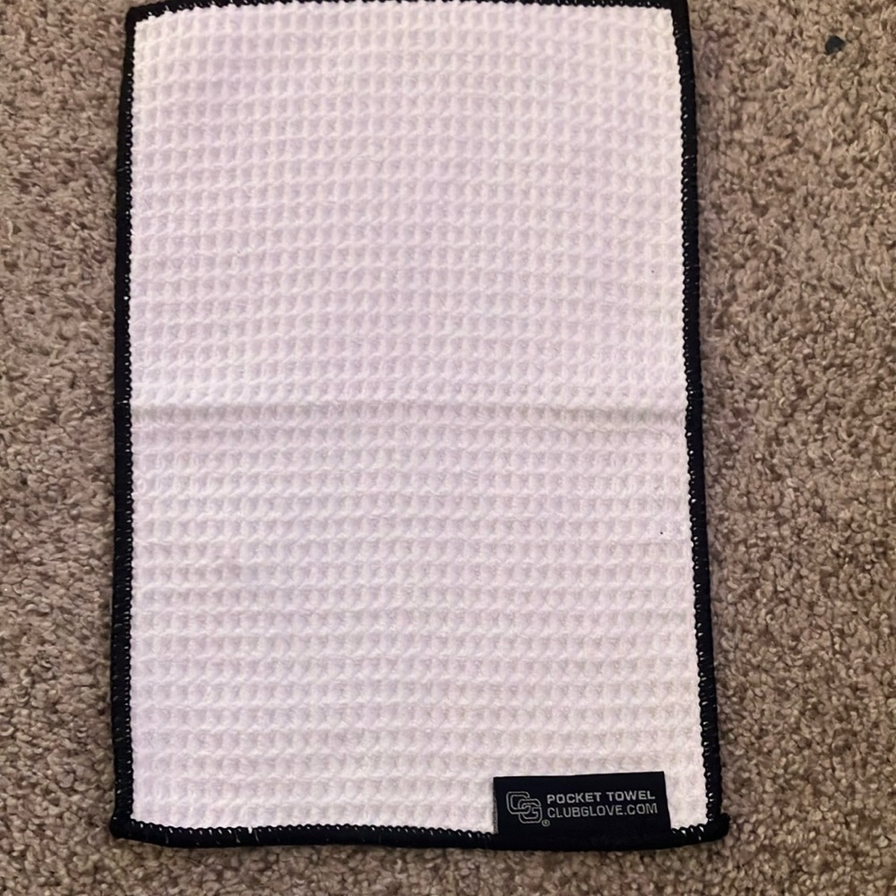 White Waffle-Textured Towel with Black Label